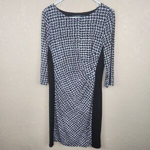 Lauren Ralph Lauren Black and White Geometric Print Dress Size 12 (4973)